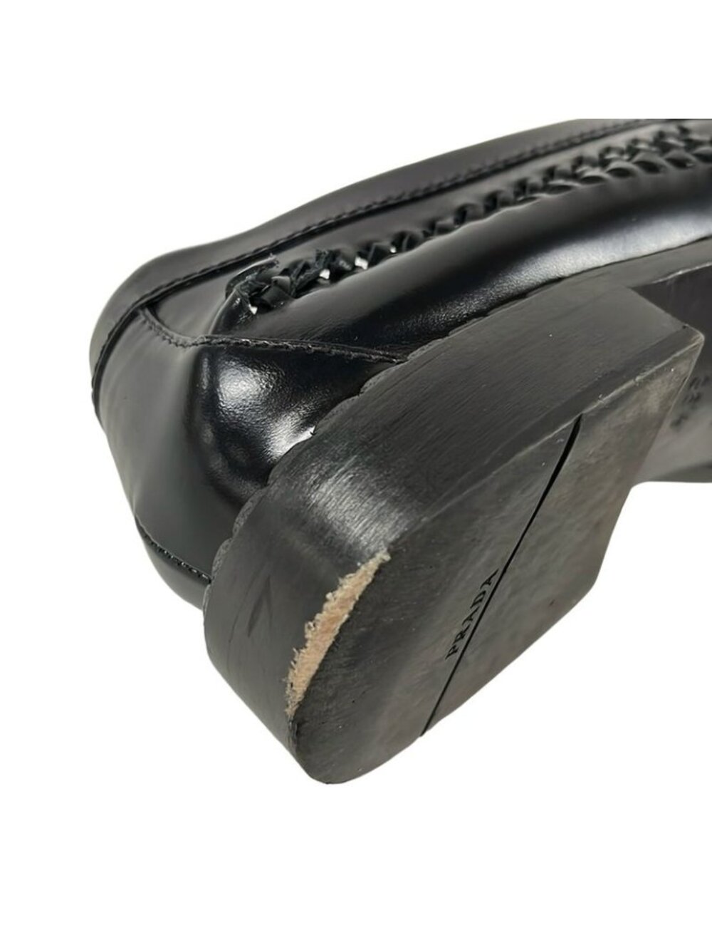 Prada Loafers 36.5 Black Moccasins Leather - Picture 7 of 11